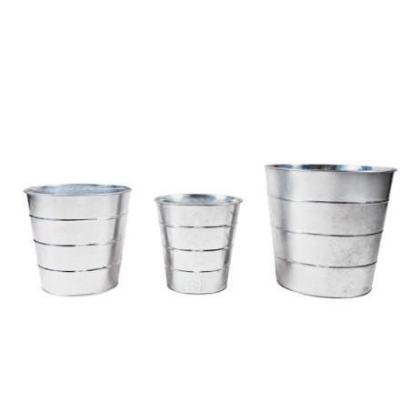 Pot rond zinc strié 5 tailles contenant grossiste