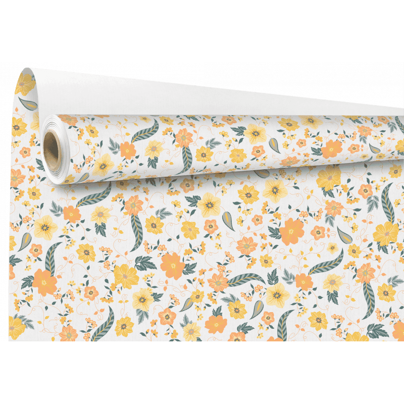 Papier kraft blanc imprimé fleurs emballage grossiste