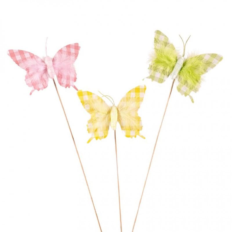 Pics papillons tissu pâques printemps décoration grossiste Pics papillons tissu pâques printemps décoration grossiste