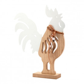 Coq en métal et bois décoration animaux grossiste