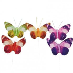 Papillons sur pics multi couleurs décoration accessoires grossiste