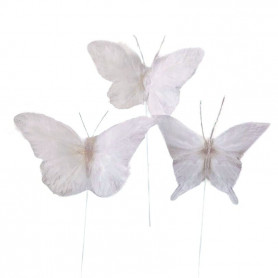 Papillons sur pics blanc accessoires décoration grossiste
