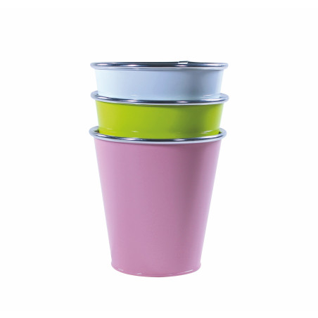 Cache-pot rond zinc à bague - Grossiste fleuriste décoration matériel