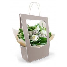 Sac médaillon gris embalage fleursite grossiste