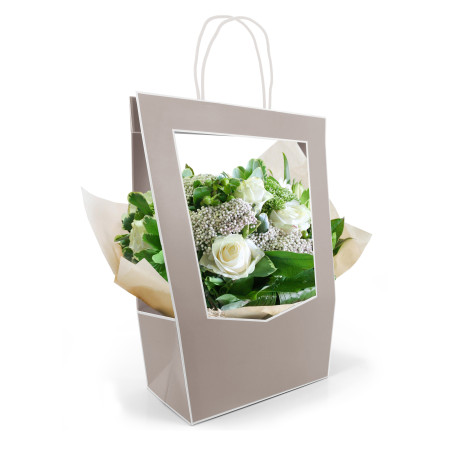 Sac médaillon gris embalage fleursite grossiste