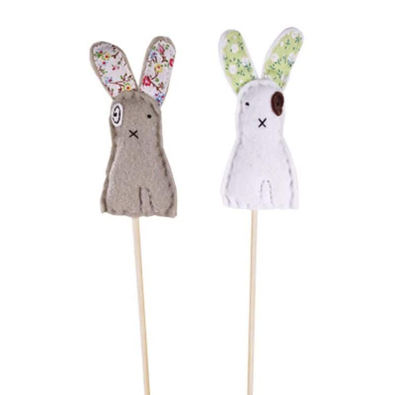 Pic printemps 2 lapins Konk - grossiste décoration printemps Pic printemps 2 lapins Konk - grossiste décoration printemps