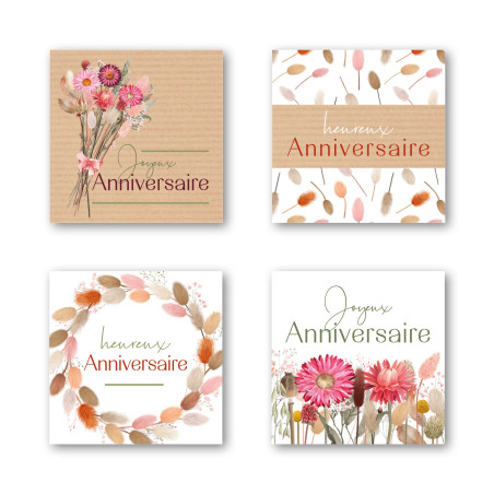 Etiquettes carrées adhésives joyeux anniversaire emballage grossiste