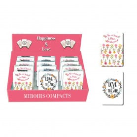 Présentoir miroirs de poche love et bonheur décoration grossiste