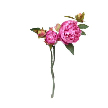 Pivoine 2 fleurs et 1 bouton 51 cm