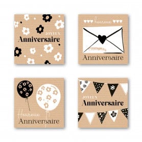Rouleau de 500 étiquettes adhésives "joyeux anniversaire" - Aloja - Emballage - Grossiste