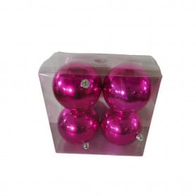 Boites 4 boules à suspendre fuchsia décoration grossiste noël