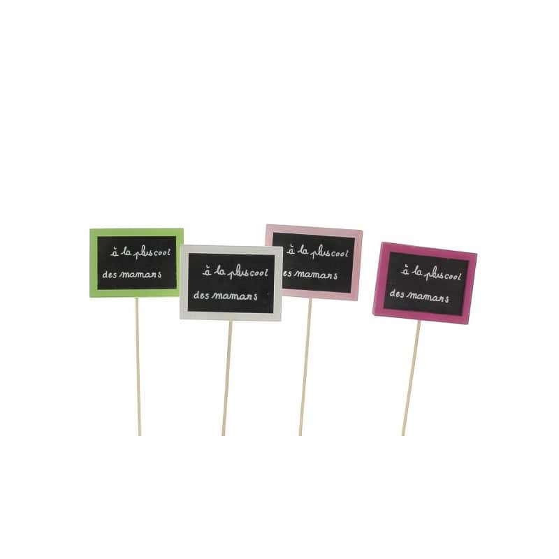 Paquet de 12 pics "cool maman" (assortiment 4 couleurs) - Mama - Grossiste Paquet de 12 pics "cool maman" (assortiment 4 couleurs) - Mama - Grossiste