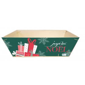 Barquette en bois "joyeux noël" - Ostro - Emballage - Grossiste
