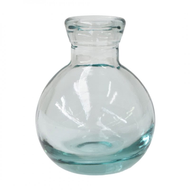 Vase en verre D. 7 x H. 10cm - Rond - Verrerie - Grossiste Vase en verre D. 7 x H. 10cm - Rond - Verrerie - Grossiste
