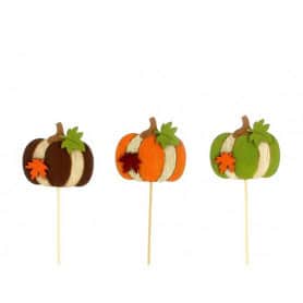 Paquet de 12 pics "citrouille" (assortiment 3 couleurs) - Hallow - Accessoires - Grossiste