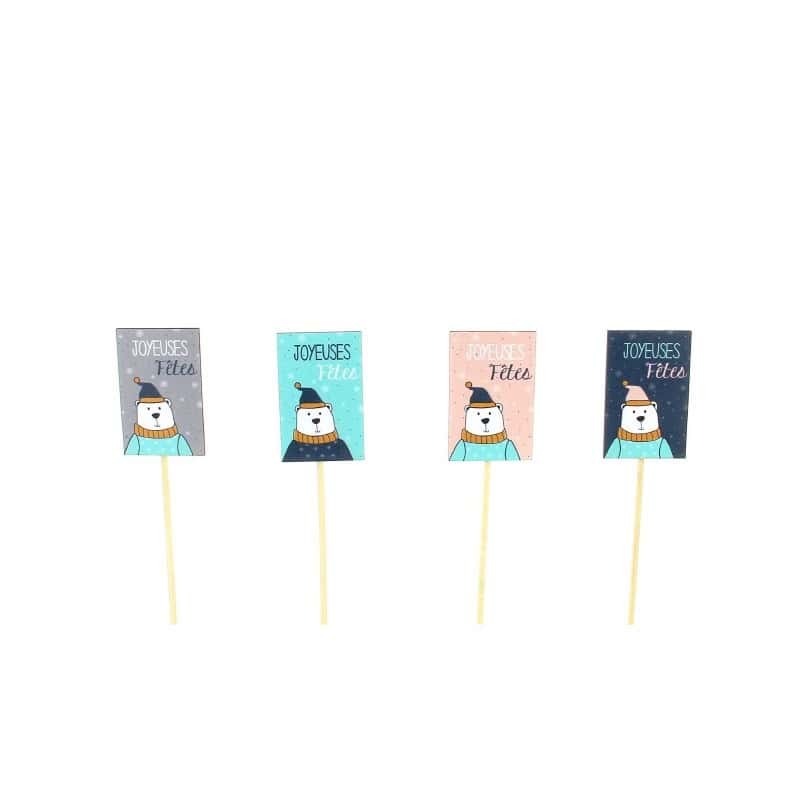 Paquet de 12 pics "ourson" (assortiment 4 couleurs) - Bear - Accessoires - Grossiste