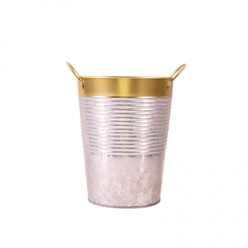 Cache-pot zinc avec anses contenant noël grossiste