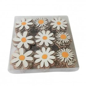 Boite de 36 pâquerettes en bois décoration grossiste fleuriste