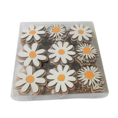 Boite de 36 pâquerettes en bois décoration grossiste fleuriste