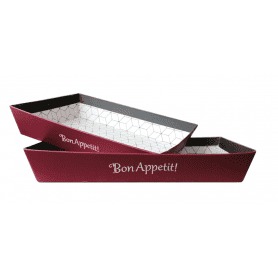 Barquette kraft "bon appétit" 3 tailles - Polka - Panier garni - Grossiste