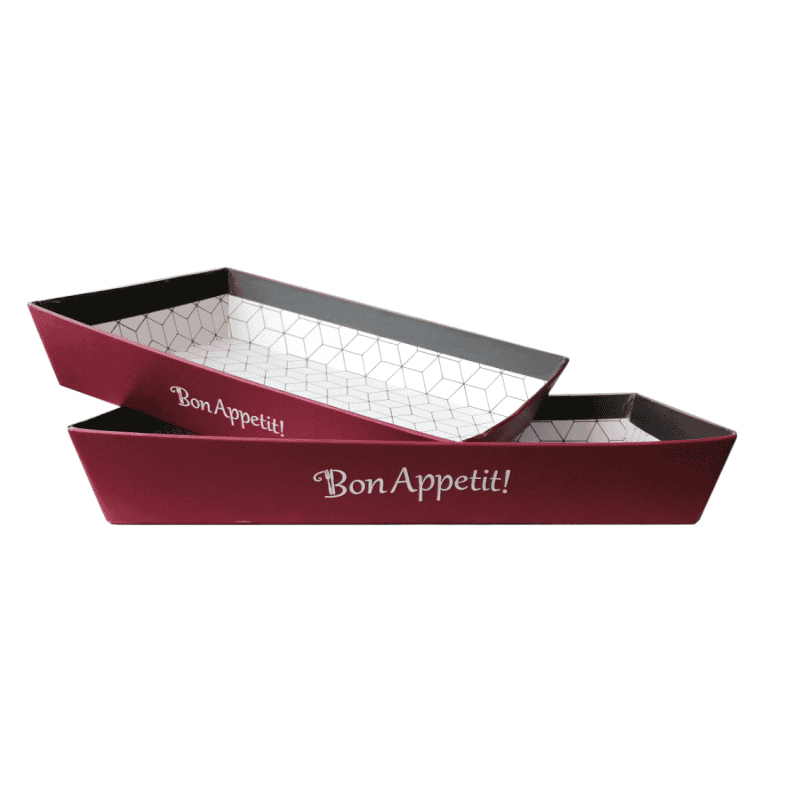 Barquette kraft "bon appétit" 3 tailles - Polka - Panier garni - Grossiste