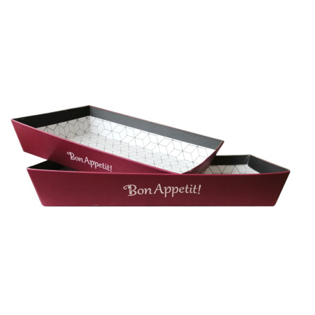 Barquette kraft "bon appétit" 3 tailles - Polka - Panier garni - Grossiste