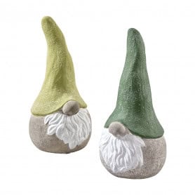 Ensemble de 2 nains de jardin en céramique 2 tailles - Gnome - Décoration - Contenants