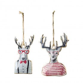 Paquet de 4 cerfs habillés (assortiment 2 modèles) - Kolyma - Décoartion - Grossiste
