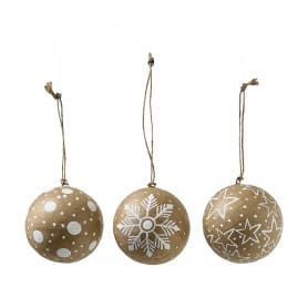 Paquet de 3 boules or en papier maché (assortiment) - Liao - Décoration - Grossiste