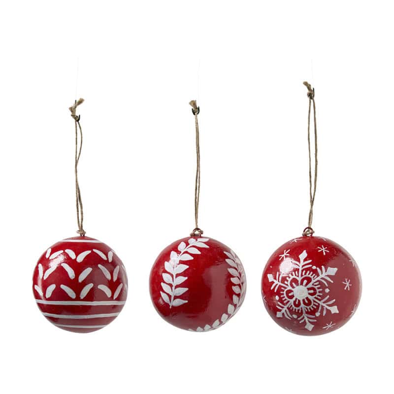 Paquet de 3 boules en papier maché (assortiment 3 modèles)) - Liao