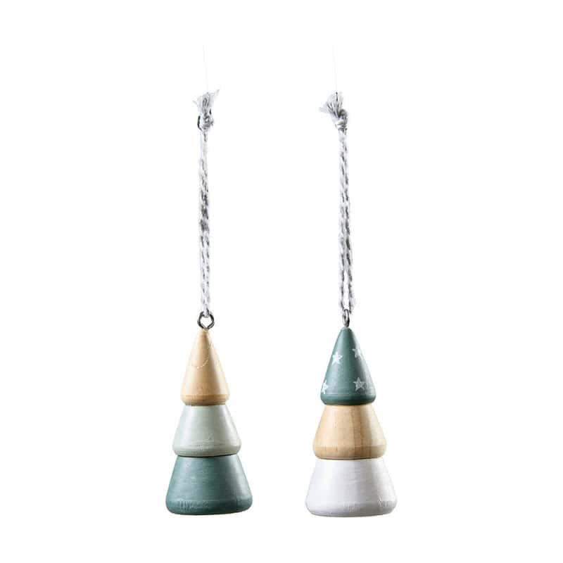 Paquet de 8 suspensions sapin en bois (assortiment) - Bellatrix - Décoration - Grossiste