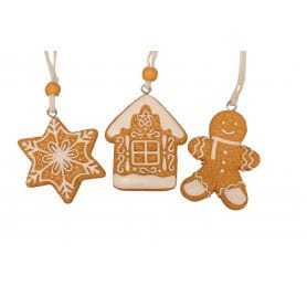 Paquet de 12 suspensions pain d'épices (assortiment) - Capella - Décoration - Grossiste