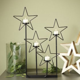 Bougeoir 4 étoiles en métal avec socle - Diadem - Décoration - Grossiste