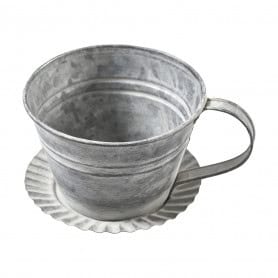 Cache-pot tasse en zinc 2 tailles - Elbe - Contenants - Grossiste
