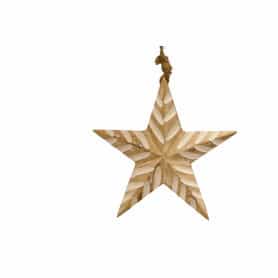 Paquet de 3 étoiles en bois à suspendre - Seren - Décoration - Grossiste