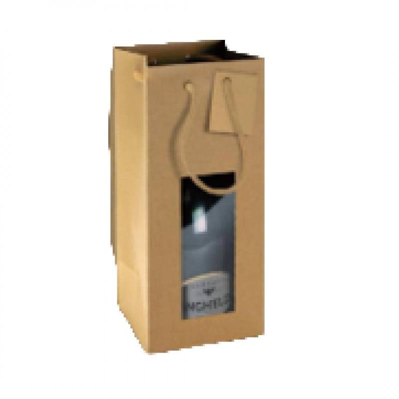Sac kraft à fenêtre pour spiritueux 12x11x28cm - Lapenra - Emballage - Grossiste