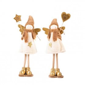 2 anges assortis blanc et or figurines décoration noël grossiste