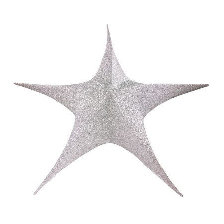 Étoile en tissu avec paillettes en argent décoration à suspendre noël grossiste