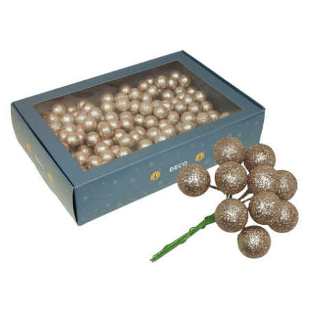 Boite de 24 boules paillettes sur pics décoration noël grossiste