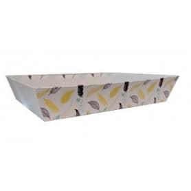 Barquette en kraft décoré 2 tailles - Plumes -Emballage - Panier garnis