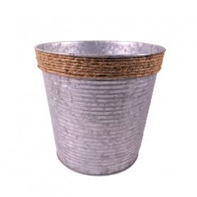 Cache-pot en zinc et corde 3 tailles - Abloux - Contenants - Grossiste