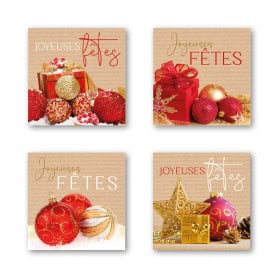 Rouleau de 500 étiquettes carrée "joyeuses fêtes" - Gretel - Emballage - Grossiste