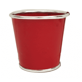 Cache-pot rond en zinc rouge 3 tailles - Alliances - Contenants - Grossiste