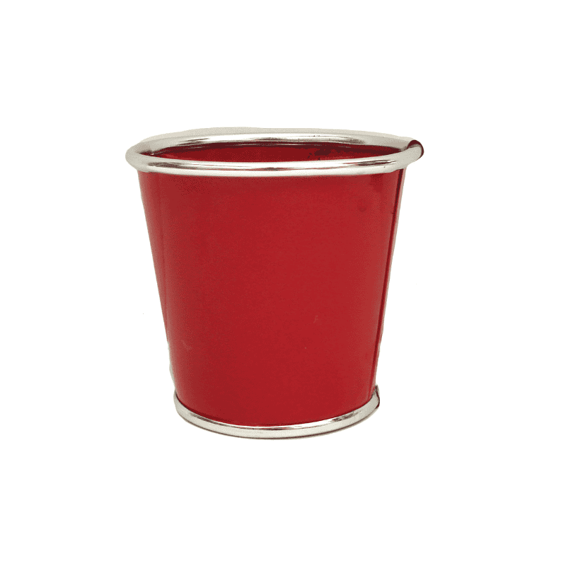 Cache-pot rond en zinc rouge 3 tailles - Alliances - Contenants - Grossiste