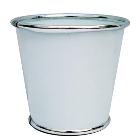 Cache-pot rond en zinc blanc 3 tailles - Alliances - Contenants - Grossiste