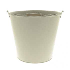 Cache-pot en zinc beige avec anse bois - Givre - Contenants - Grossiste