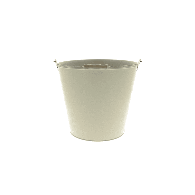 Cache-pot en zinc beige avec anse bois - Givre - Contenants - Grossiste Cache-pot en zinc beige avec anse bois - Givre - Contenants - Grossiste