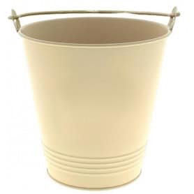 Cache-pot en zinc beige avec anse - Yvana - Contenants - Grossiste