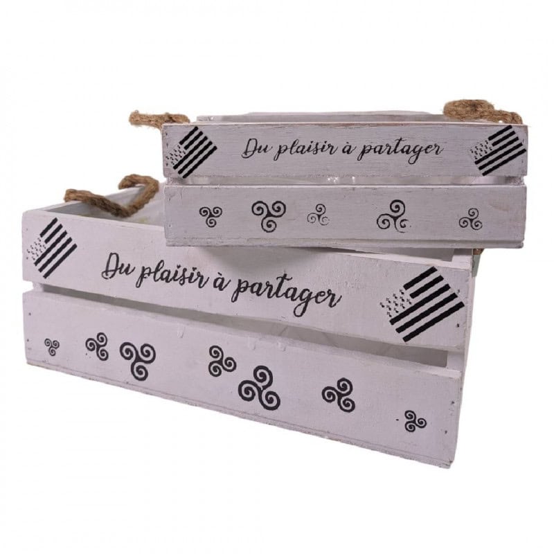 Ensemble de 2 caisses en bois - Bretagne - Décoration - Grossiste