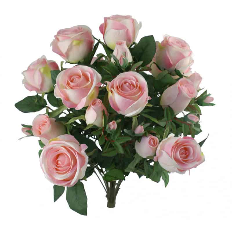 Rose buisson rose artificiel tergal grossiste fleuriste Rose buisson rose artificiel tergal grossiste fleuriste